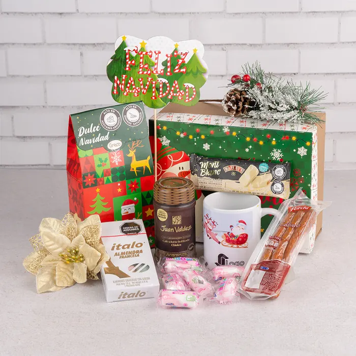 Ancheta de Navidad Original con mug personalizado y café Juan Valdez