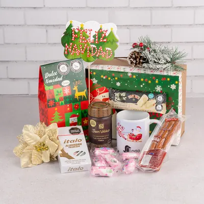 Anchetas navideñas pequeñas personalizadas con tarjeta y moño de fábrica