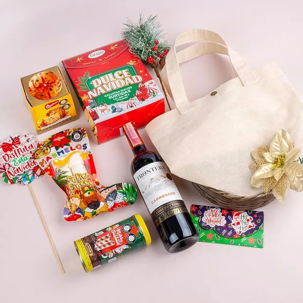 Bolsa de lona marcable con logo para anchetas de Navidad