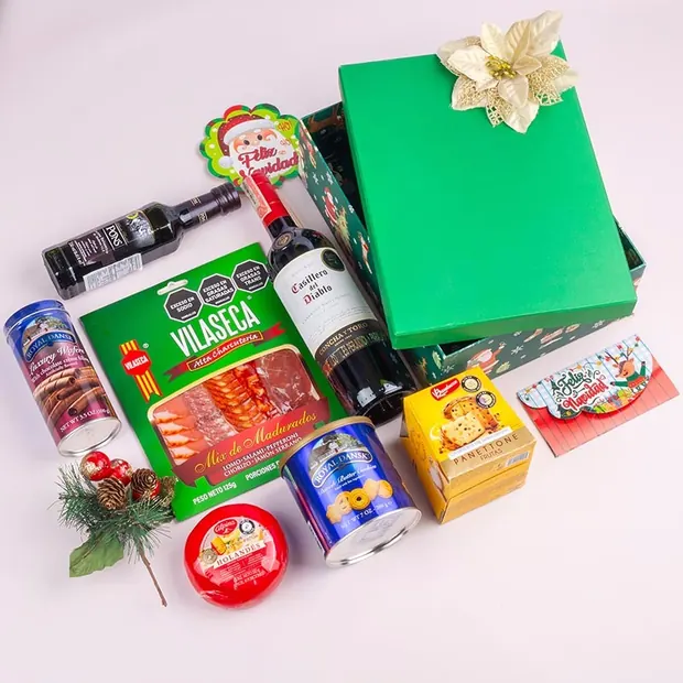 Caja decorada de Navidad, el estuche de la ancheta navideña sencilla Cajita Navidad