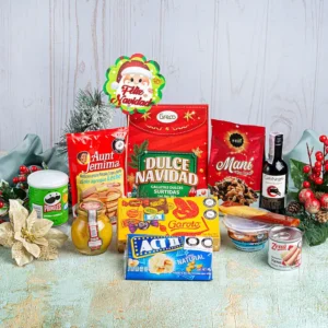 Ancheta navideña familiar de $110.000 con vino Gato Negro, mezcla para pancakes Aunt Jemima, Pringles, chocolates Garoto y salchichas Viena Zenú