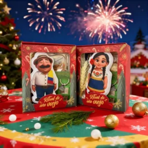Muñecos de año viejo para regalar en pareja: Pancho y Pancha en sus cajas Ritual de Año Viejo
